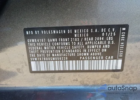 2025 Volkswagen Jetta 1.5T Se from USA, damaged, VIN 3VW7X7BU0SM056228